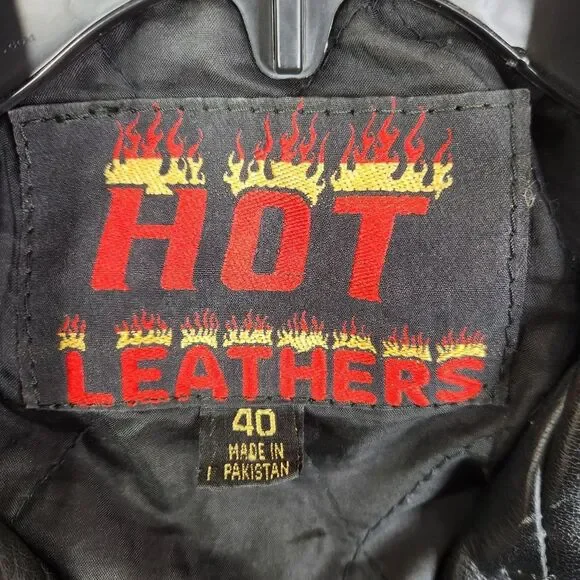 Hot Leathers Full Zip Multi-Pocket Belted Waist Punk Grunge Leather Jacket 40